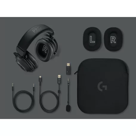Logitech G PRO X Wireless 2 Headset + Stand, Vezetékes és vezeték nélküli, Játék, 20 - 20000 Hz, 345 g, Headset, Fekete