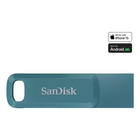 SanDisk Ultra Dual Drive Go, 512 GB, USB C-típus, 3.2 Gen 1 (3.1 Gen 1), 400 MB/s, Forgó, Türkizkék