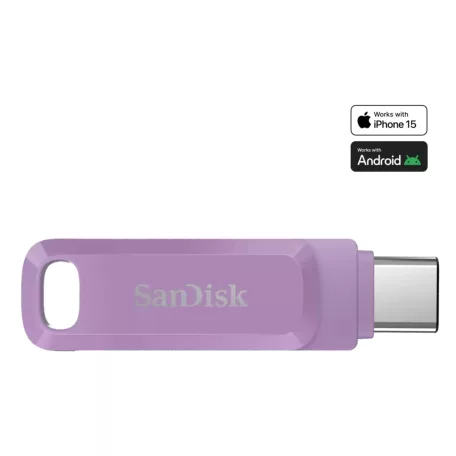 SanDisk Ultra Dual Drive Go, 512 GB, USB C-típus, 3.2 Gen 1 (3.1 Gen 1), 400 MB/s, Forgó, Levendula