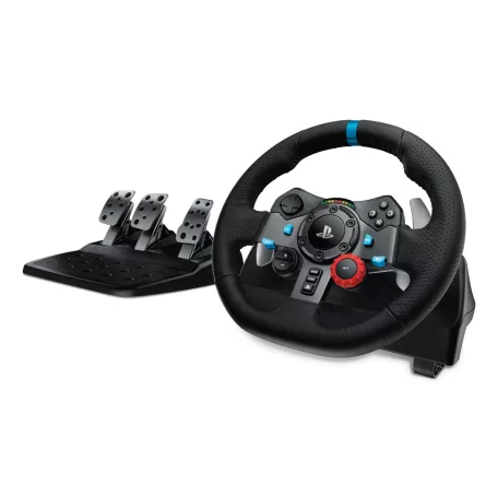 Logitech G 991-000539, Kormánykerék + pedálok + fejhallgató, PC, PlayStation 4, PlayStation 5, Playstation 3, 900°, Vezetékes, USB, Alumínium, Fekete
