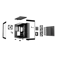   be quiet! LIGHT BASE 600 LX Black, Midi Tower, PC, Fekete, ATX, Micro ATX, Mini-ITX, Akrilnitril-butadiénsztirol (ABS), Üveg, SGCC, Játék