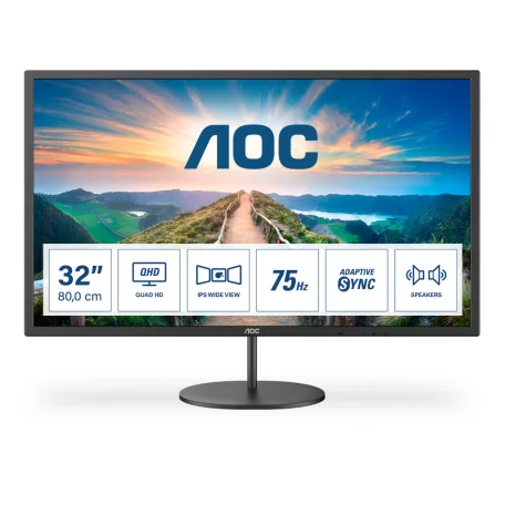 AOC V4 Q32V4, 80 cm (31.5"), 2560 x 1440 pixelek, 2K Ultra HD, LED, 4 ms, Fekete