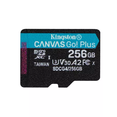 Kingston Technology Canvas Go! Plus, 256 GB, MicroSD, Class 10, UHS-I, 200 MB/s, 160 MB/s