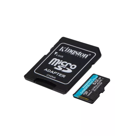 Kingston Technology Canvas Go! Plus, 512 GB, MicroSD, Class 10, UHS-I, 200 MB/s, 160 MB/s