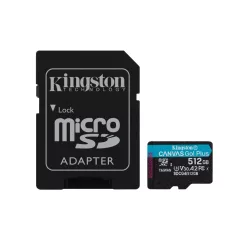   Kingston Technology Canvas Go! Plus, 512 GB, MicroSD, Class 10, UHS-I, 200 MB/s, 160 MB/s