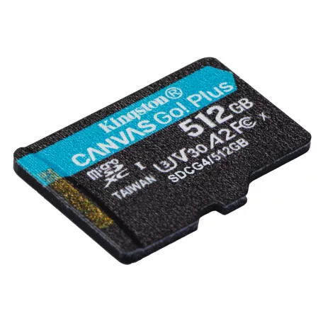 Kingston Technology Canvas Go! Plus, 512 GB, MicroSD, Class 10, UHS-I, 200 MB/s, 160 MB/s