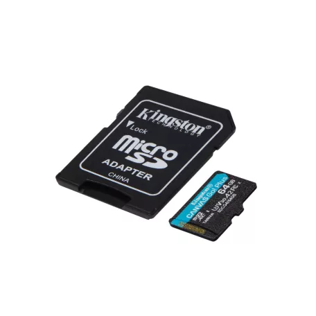 Kingston Technology Canvas Go! Plus, 64 GB, MicroSD, Class 10, UHS-I, 200 MB/s, 100 MB/s