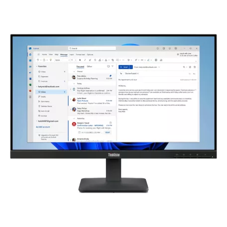 Lenovo ThinkVision S24-4e, 60,5 cm (23.8"), 1920 x 1080 pixelek, Full HD, LED, 6 ms, Fekete