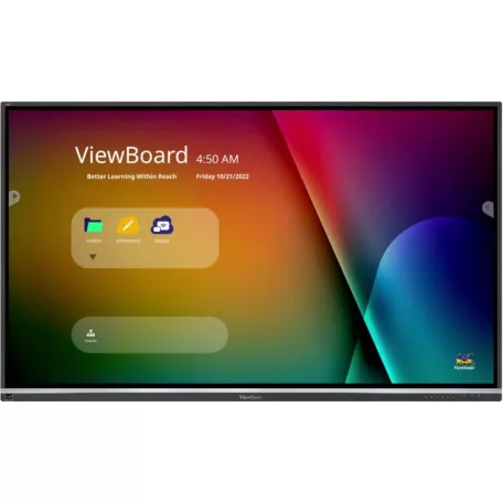 Viewsonic IFP7550-5F, 190,5 cm (75"), 1650,24 x 928,26 mm, 400 cd/m², 1,07 milliárd szín, 3840 x 2160 pixelek, 4K Ultra HD