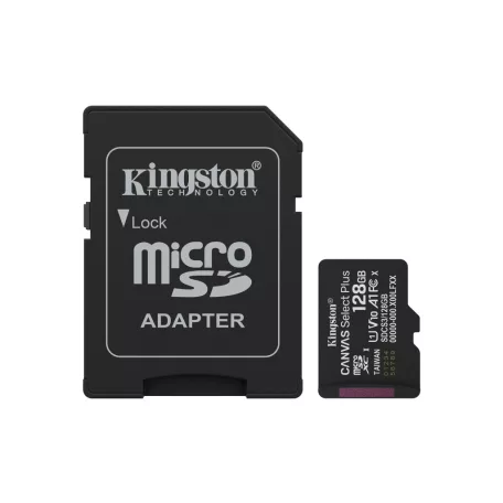 Kingston Technology Canvas Select Plus Gen3, 128 GB, MicroSDXC, Class 10, UHS-I, 150 MB/s, Class 1 (U1)