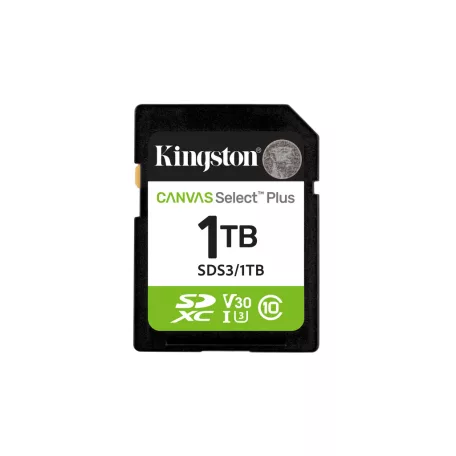 Kingston Technology Canvas Select Plus Gen3, 1 TB, SD, Class 10, UHS-I, 150 MB/s, Class 3 (U3)