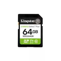  Kingston Technology Canvas Select Plus Gen3, 64 GB, SD, Class 10, UHS-I, 100 MB/s, Class 1 (U1)