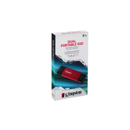 Kingston Technology Dual Portable, 2 TB, USB Type-A / USB Type-C, 3.2 Gen 2 (3.1 Gen 2), 1050 MB/s, Fekete, Vörös