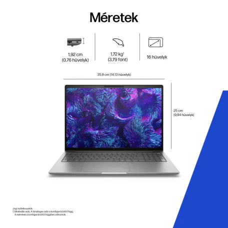 HP ZBook 8 G1i 16 inch Mobile Workstation PC, Intel Core Ultra 7, 40,6 cm (16"), 1920 x 1200 pixelek, 16 GB, 1 TB, Windows 11 Pro