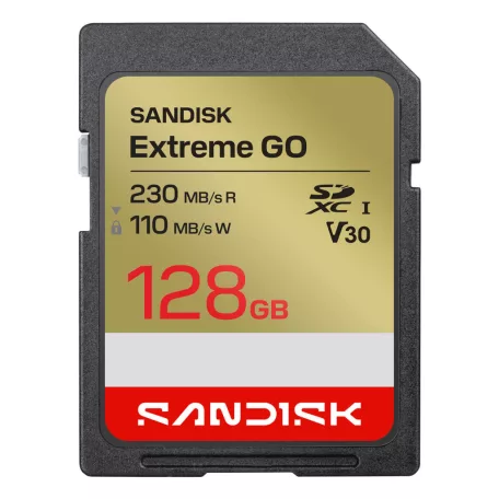 SanDisk Extreme GO, 128 GB, SDXC, UHS-I, 230 MB/s, 110 MB/s, Class 3 (U3)