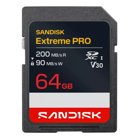 SanDisk Extreme Pro, 64 GB, SDXC, UHS-I, 200 MB/s, 90 MB/s, V30