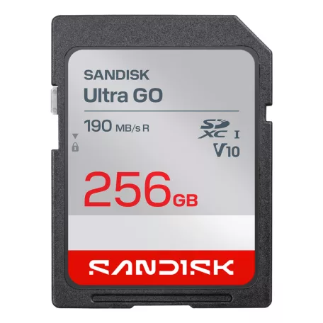 SanDisk Ultra GO, 256 GB, SDXC, UHS-I, 190 MB/s, Class 3 (U3), V10