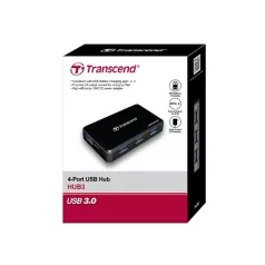   Transcend HUB3, USB 3.2 Gen 1 (3.1 Gen 1) Type-A, Fekete, CE/FCC/BSMI/KC/RCM/EAC, 5 - 12 V, Windows 10, Windows 7, Windows 8, Mac OS X 10.2 Jaguar