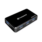 Transcend HUB3, USB 3.2 Gen 1 (3.1 Gen 1) Type-A, Fekete, CE/FCC/BSMI/KC/RCM/EAC, 5 - 12 V, Windows 10, Windows 7, Windows 8, Mac OS X 10.2 Jaguar