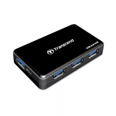 Transcend HUB3, USB 3.2 Gen 1 (3.1 Gen 1) Type-A, Fekete, CE/FCC/BSMI/KC/RCM/EAC, 5 - 12 V, Windows 10, Windows 7, Windows 8, Mac OS X 10.2 Jaguar