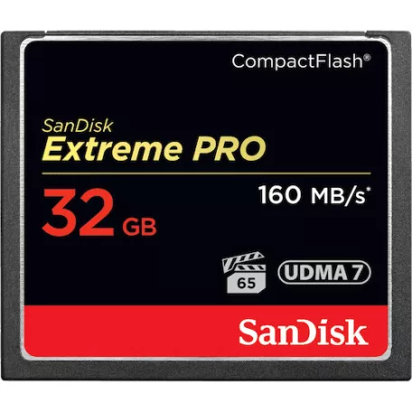 SanDisk 32GB Extreme Pro CF 160MB/s, 32 GB, CompactFlash, 160 MB/s, 150 MB/s, Többszínű