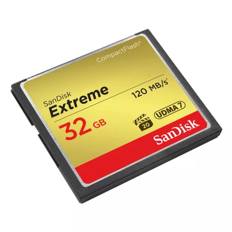 SanDisk 32GB Extreme, 32 GB, CompactFlash, 120 MB/s, 85 MB/s, Fekete, Arany, Vörös