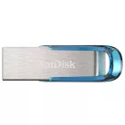 SanDisk Ultra Flair, 128 GB, USB A típus, 3.2 Gen 1 (3.1 Gen 1), 150 MB/s, Kupak nélküli, Kék, Ezüst