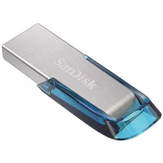   SanDisk Ultra Flair, 64 GB, USB A típus, 3.2 Gen 1 (3.1 Gen 1), 150 MB/s, Kupak nélküli, Kék, Ezüst