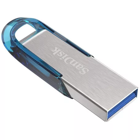 SanDisk Ultra Flair, 64 GB, USB A típus, 3.2 Gen 1 (3.1 Gen 1), 150 MB/s, Kupak nélküli, Kék, Ezüst