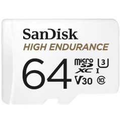   SanDisk High Endurance, 64 GB, MicroSDXC, Class 10, UHS-I, 100 MB/s, 40 MB/s