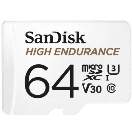 SanDisk High Endurance, 64 GB, MicroSDXC, Class 10, UHS-I, 100 MB/s, 40 MB/s