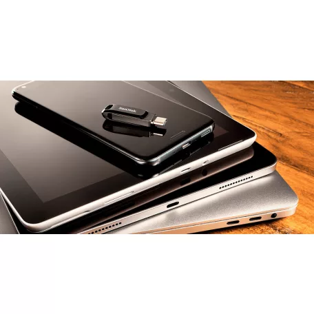 SanDisk Ultra Dual Drive Go, 64 GB, USB Type-A / USB Type-C, 3.2 Gen 1 (3.1 Gen 1), 150 MB/s, Forgó, Fekete