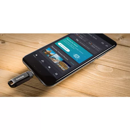 SanDisk Ultra Dual Drive Go, 64 GB, USB Type-A / USB Type-C, 3.2 Gen 1 (3.1 Gen 1), 150 MB/s, Forgó, Fekete