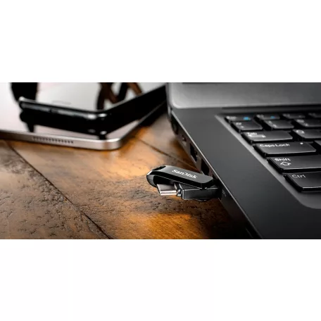 SanDisk Ultra Dual Drive Go, 64 GB, USB Type-A / USB Type-C, 3.2 Gen 1 (3.1 Gen 1), 150 MB/s, Forgó, Fekete