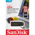 SanDisk Ultra, 64 GB, USB A típus, 3.2 Gen 1 (3.1 Gen 1), 100 MB/s, Tolattyú, Fekete