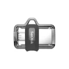 SanDisk Ultra Dual m3.0, 256 GB, USB Type-A / Micro-USB, 3.2 Gen 1 (3.1 Gen 1), 150 MB/s, Tolattyú, Fekete, Ezüst, Átlátszó