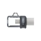 SanDisk Ultra Dual m3.0, 256 GB, USB Type-A / Micro-USB, 3.2 Gen 1 (3.1 Gen 1), 150 MB/s, Tolattyú, Fekete, Ezüst, Átlátszó