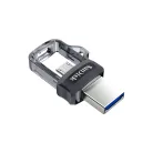 SanDisk Ultra Dual m3.0, 256 GB, USB Type-A / Micro-USB, 3.2 Gen 1 (3.1 Gen 1), 150 MB/s, Tolattyú, Fekete, Ezüst, Átlátszó