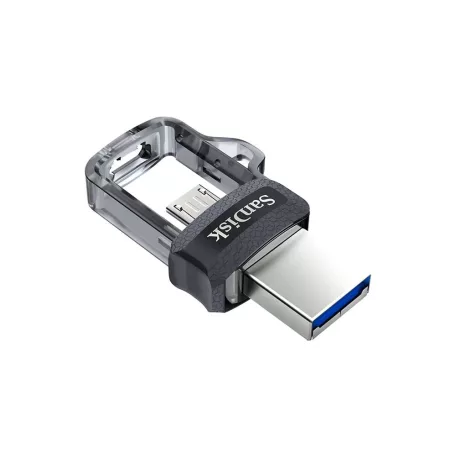 SanDisk Ultra Dual m3.0, 256 GB, USB Type-A / Micro-USB, 3.2 Gen 1 (3.1 Gen 1), 150 MB/s, Tolattyú, Fekete, Ezüst, Átlátszó