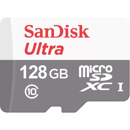 SanDisk Ultra, 128 GB, MicroSDXC, Class 10, 100 MB/s, Class 1 (U1), Szürke, Fehér