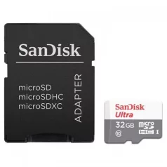   SanDisk Ultra microSD, 32 GB, MicroSDHC, Class 10, UHS-I, 98 MB/s, Szürke, Vörös