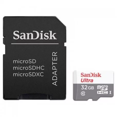 SanDisk Ultra microSD, 32 GB, MicroSDHC, Class 10, UHS-I, 98 MB/s, Szürke, Vörös