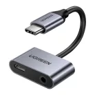 USB-C-USB-C adapter és UGREEN 3,5 mm-es jack csatlakozó (szürke)