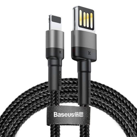 Baseus Cafule 2,4A 1 m-es Lightning USB-kábel (kétoldalas) (szürke-fekete)