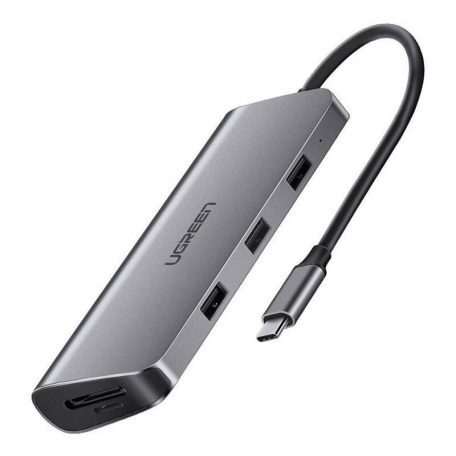 UGREEN 9 az 1-ben USB-C HDMI 4K Adapter hub, 3x USB 3.0, USB-C PD, RJ45, SD, Micro SD, VGA (szürke)