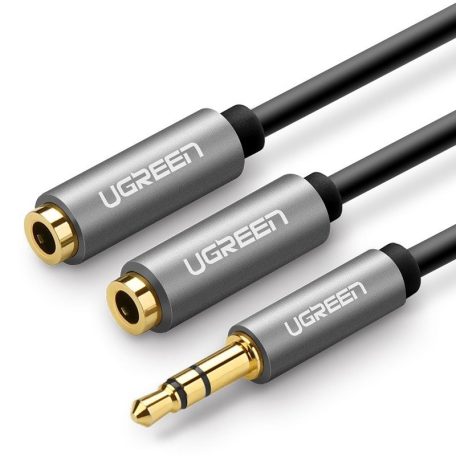 UGREEN AUX 3,5 mm-es audio elosztó jack kábel, 20 cm (szürke)