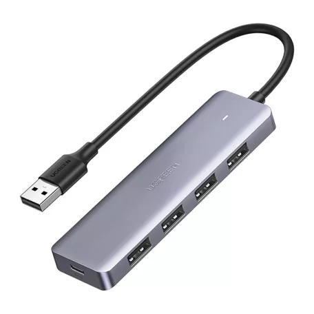 UGREEN CM219 4 az 1-ben USB adapter, 4x USB 3.0 + USB-C (szürke)