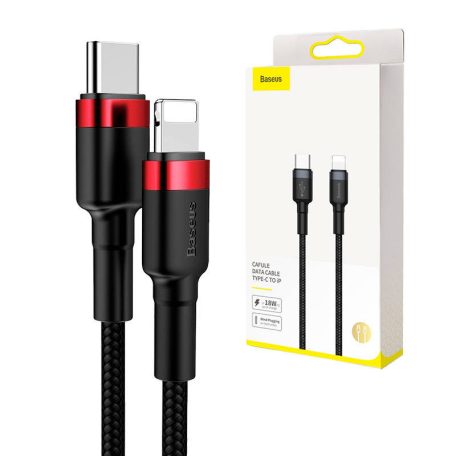 Baseus Cafule USB-C - Lightning PD kábel, 18 W, 1 m (fekete-piros)