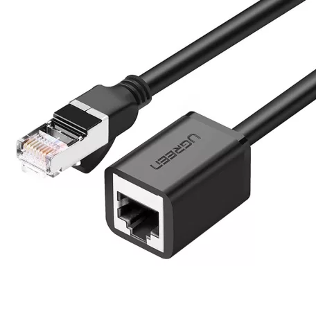 UGREEN Ethernet hosszabbító kábel RJ45, Cat. 6, FTP, fém dugóval, 1m (fekete)