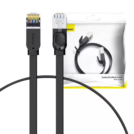 Baseus Cat 6 UTP RJ45 Ethernet kábel lapos 0,5m (fekete)